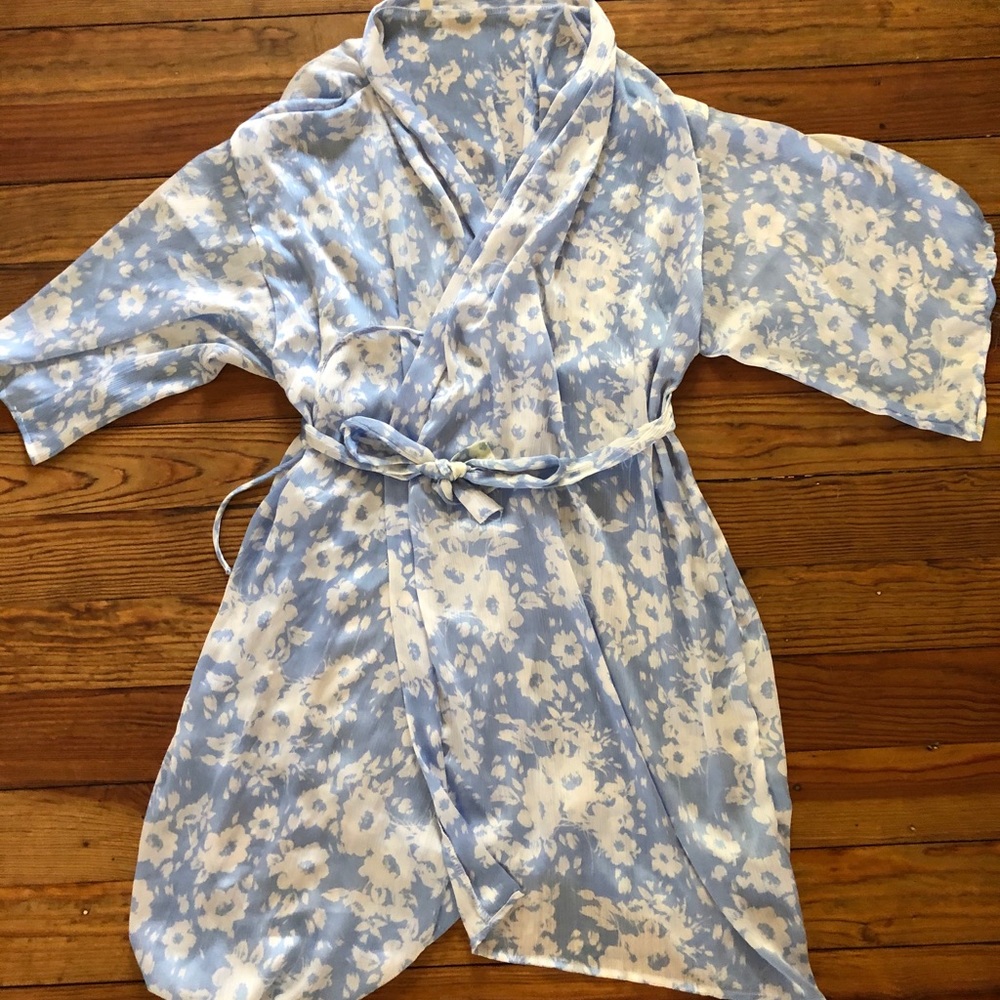 Blue Floral Chiffon Delivery/Maternity Robe